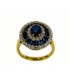 18 KTS BICOLOR GOLD RING WITH SAPPHIRE AND DIAMONDS