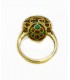 18 KTS BICOLOR GOLD RING WITH EMERALDS AND DIAMONDS