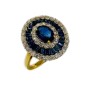 18 KTS BICOLOR GOLD RING WITH SAPPHIRE AND DIAMONDS
