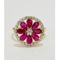 18 KTS BICOLOR GOLD RING WITH RUBY AND DIAMONDS