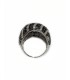 18 KTS WHITE GOLD RING WITH BLACK AND WHITE DIAMONDS