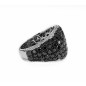 14 KTS WHITE GOLD RING WITH BLACK AND WHITE DIAMONDS