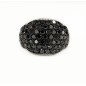 14 KTS WHITE GOLD RING WITH BLACK AND WHITE DIAMONDS