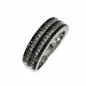 14 KTS WHITE GOLD RING WITH BLACK AND WHITE DIAMONDS