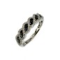 14 KTS WHITE GOLD RING WITH BLACK AND WHITE DIAMONDS