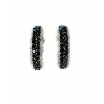 PENDIENTES DE ORO BLANCO DE 14 KTS CON DIAMANTES NEGROS Y BLANCOS