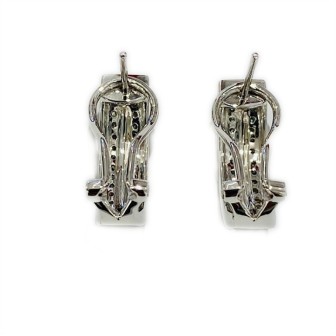 14 KTS WHITE GOLD EARRINGS WITH BLACK AND WHITE DIAMONDS