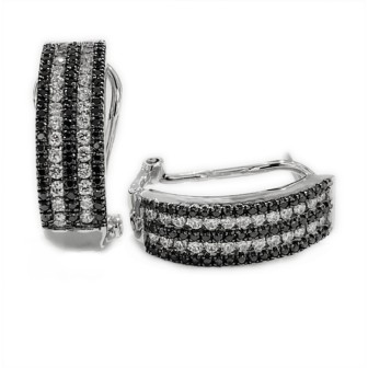 14 KTS WHITE GOLD EARRINGS WITH BLACK AND WHITE DIAMONDS