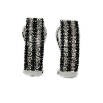 14 KTS WHITE GOLD EARRINGS WITH BLACK AND WHITE DIAMONDS