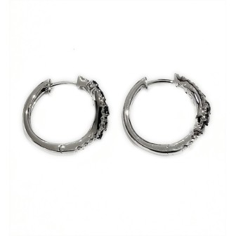 14 KTS WHITE GOLD EARRINGS WITH BLACK AND WHITE DIAMONDS