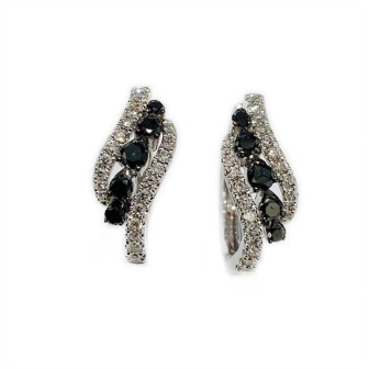 14 KTS WHITE GOLD EARRINGS WITH BLACK AND WHITE DIAMONDS