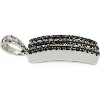 COLGANTE DE ORO BLANCO 14 KTS CON DIAMANTES NEGROS