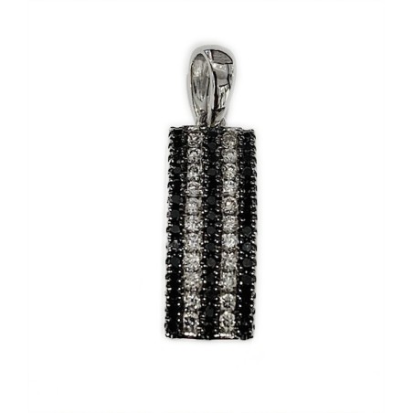 COLGANTE DE ORO BLANCO 14 KTS CON DIAMANTES NEGROS