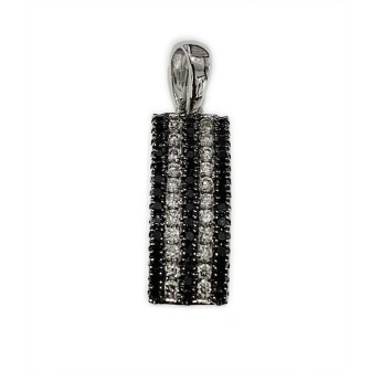COLGANTE DE ORO BLANCO 14 KTS CON DIAMANTES NEGROS