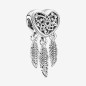 Charm Pandora Openwork Heart & Three Feathers Dreamcatcher