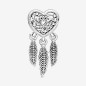 Charm Pandora Openwork Heart & Three Feathers Dreamcatcher