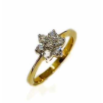 18 kts bicolor gold ring with diamonds