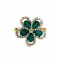 18 KTS BICOLOR GOLD RING WITH EMERALDS AND DIAMONDS 18 KTS BICOLOR GOLD RING WITH EMERALDS AND DIAMONDS