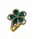 18 KTS BICOLOR GOLD RING WITH EMERALDS AND DIAMONDS