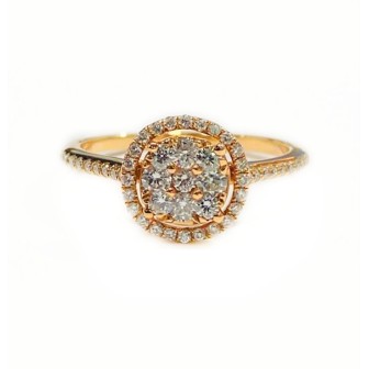 14 kts rose gold ring with diamonds