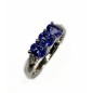 Sortija de oro blanco 14 kts con tanzanita y diamantes