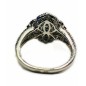 14 kts white gold ring with blue and white diamonds