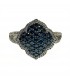 14 kts white gold ring with blue and white diamonds