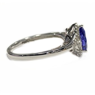 Sortija de oro blanco 14 kts con tanzanita y diamantes
