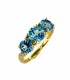 18 KTS GOLD RING WITH BLUE TOPAZ AND DIAMONDS