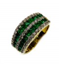 18 kts bicolor gold ring with emeralds and diamonds