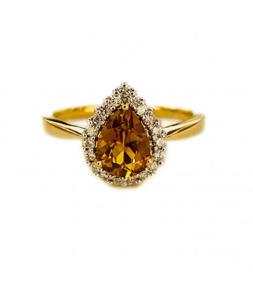 18 KTS GOLD RING WITH CITRINE TOPAZ AND DIAMONDS