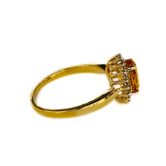 SORTIJA DE TOPACIO CITRINO Y DIAMANTES MONTADO EN ORO AMARILLO 18CTS