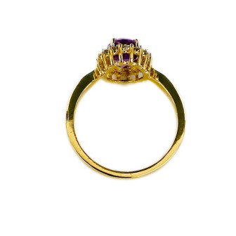 SORTIJA AMATISTA Y DIAMANTES MONTADO EN ORO AMARILLO 18CTS
