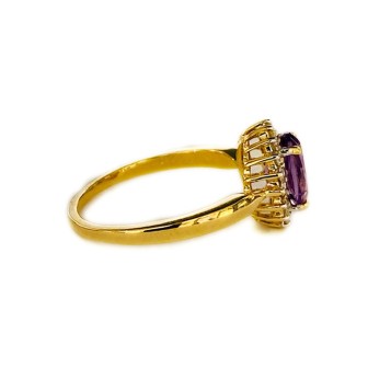 SORTIJA AMATISTA Y DIAMANTES MONTADO EN ORO AMARILLO 18CTS