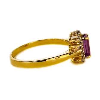 SORTIJA AMATISTA Y DIAMANTES MONTADO EN ORO AMARILLO 18CTS