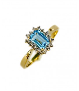 RING OF BLUE TOPAZ AND DIAMONDS