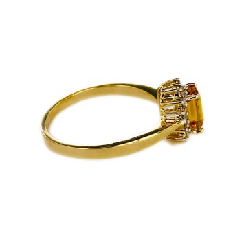 SORTIJA DE TOPACIO CITRINO Y DIAMANTES MONTADO EN ORO AMARILLO 18CTS