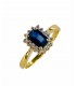 18 KTS YELLOW GOLD BLUE SAPPHIRE AND DIAMOND CLUSTER RING