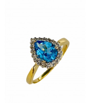 RING OF BLUE TOPAZ AND DIAMONDS