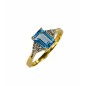 SORTIJA DE TOPACIO AZUL Y DIAMANTES MONTADO EN ORO AMARILLO 18CTS