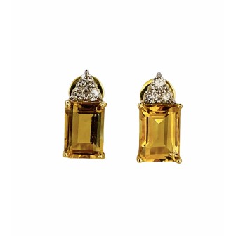 PENDIENTES DE TOPACIO CITRINO Y DIAMANTES