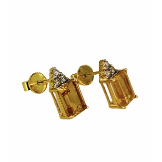 PENDIENTES DE TOPACIO CITRINO Y DIAMANTES