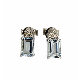PENDIENTES DE AQUAMARINA Y DIAMANTES