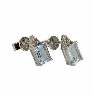 PENDIENTES DE AQUAMARINA Y DIAMANTES