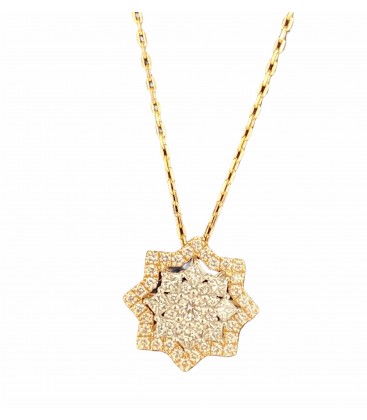 Colgante estrella de diamantes con cadena montado en oro de 14 kts