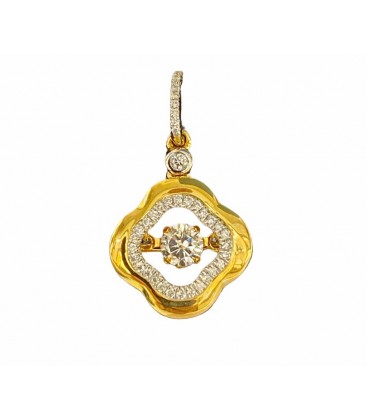 Dancing diamond pendant in 14 kts yellow gold with diamonds