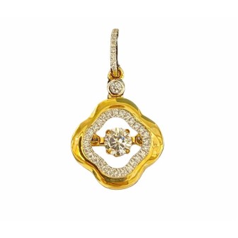 Colgante "dancing diamond" en oro amarillo 14 kts con diamantes