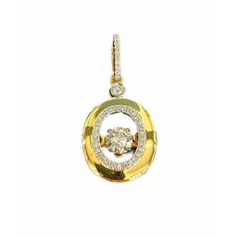 Dancing diamond pendant in 14 kts rose gold with diamonds