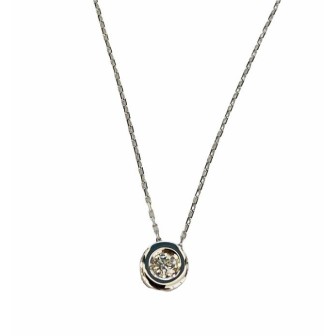 Colgante con cadena oro blanco 18 kts con diamante