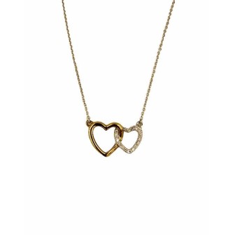 Colgante con cadena en oro 9 kts bicolor con diamantes